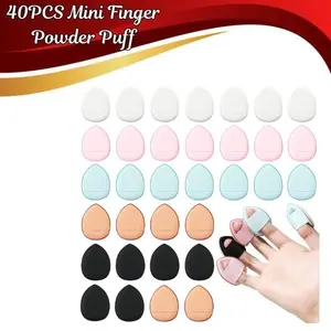40PCS Mini Finger Powder Puff – Triangle Makeup Puffs for Foundation, Setting Powder & Cushion Application, Soft Reusable Cosmetic Sponges for Women & Girls, Wet & Dry Use
