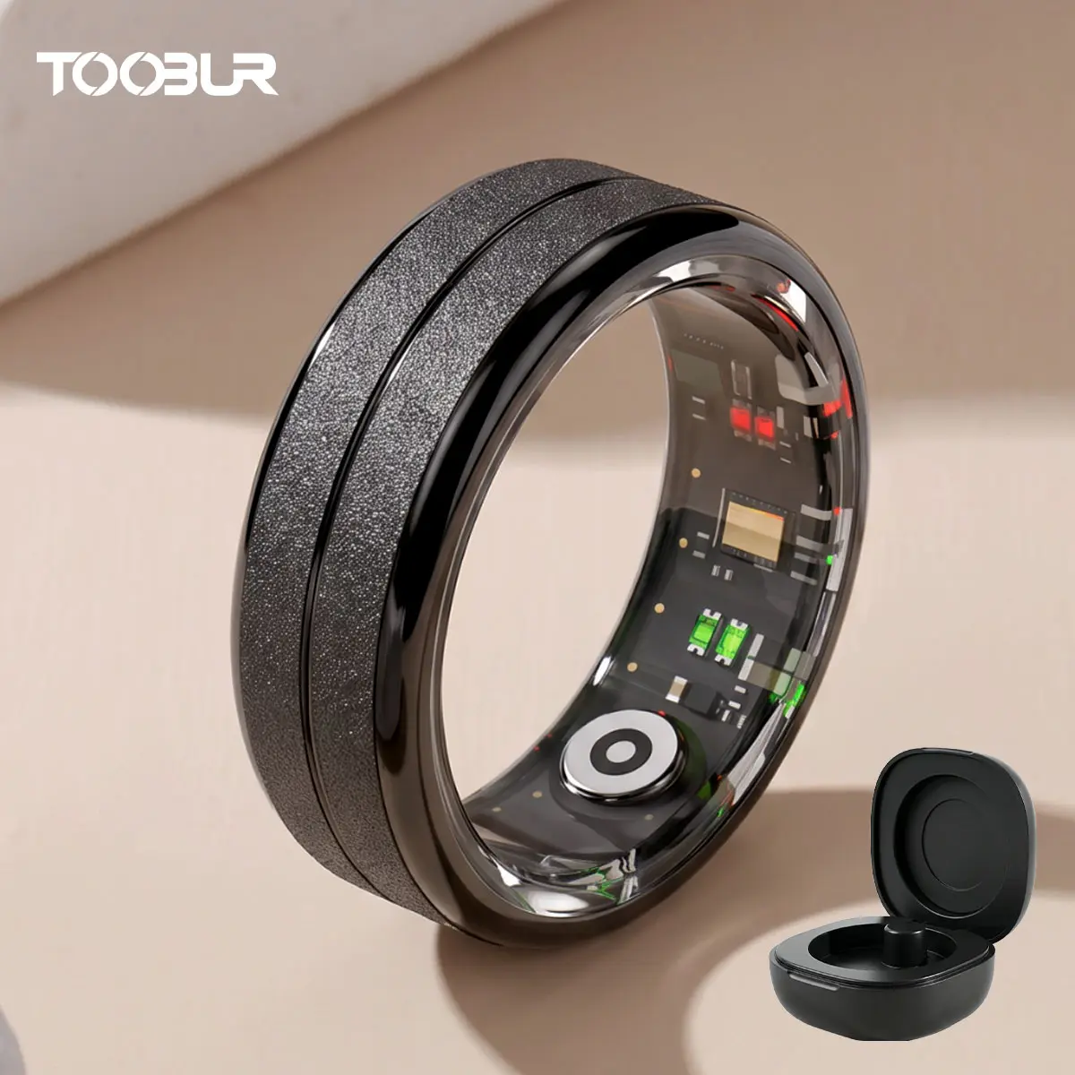 TOOBUR R04S Smart Ring with Portable Charging Case 5ATM waterproof Health Tracker Sleep Monitor Wearable Sport Device Gifts for him/her