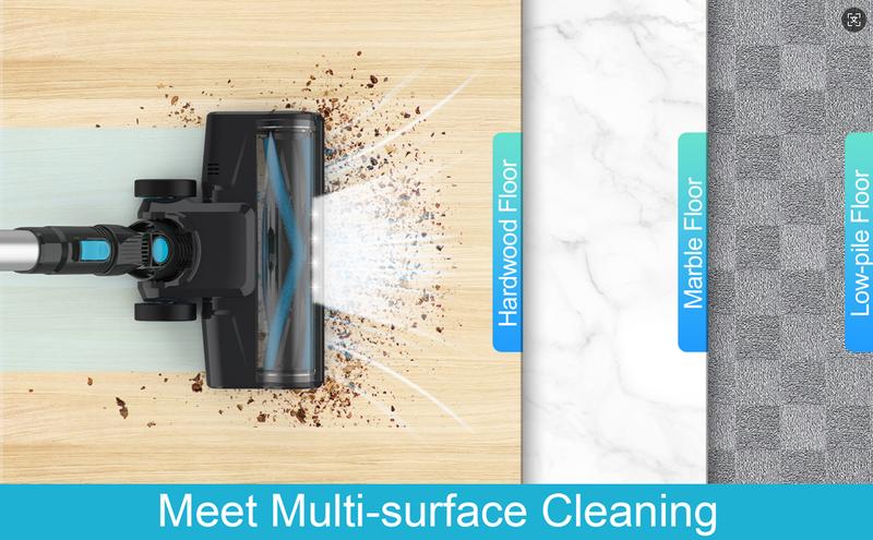 [FebFaves] V770 Cordless Stick Vacuum Cleaner, 25Kpa Strong Suction, 45 Mins Runtime, 6-in-1 Lightweight Stick Vacuum，Anti-Tangle Brush for Home Pet Hair Hardwood Floor Carpet Cleaning