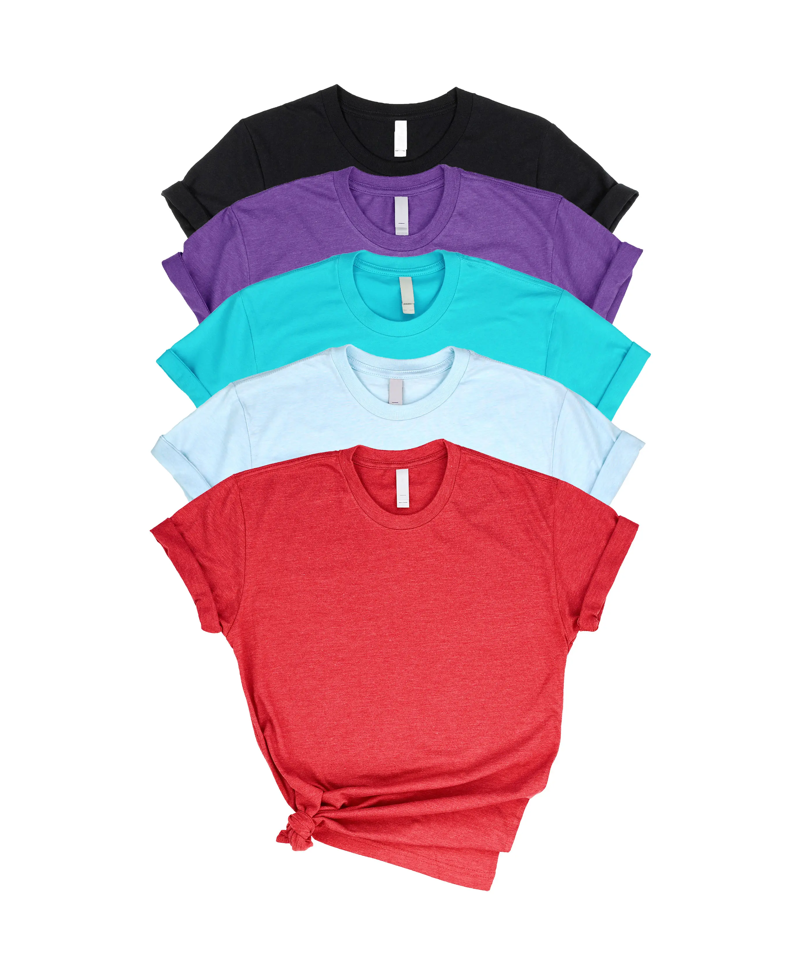 Unisex T-shirt Blanks for HTV Cotton Poly Blend Shirts Heather Red Purple Light Blue Tahiti Blue Black Loose Fit Short Sleeve Crew Neck Top Streetwear XS to 2XL