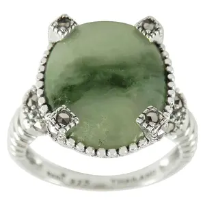 Suspicion Sterling Silver Jade Cabochon & Marcasite Ring