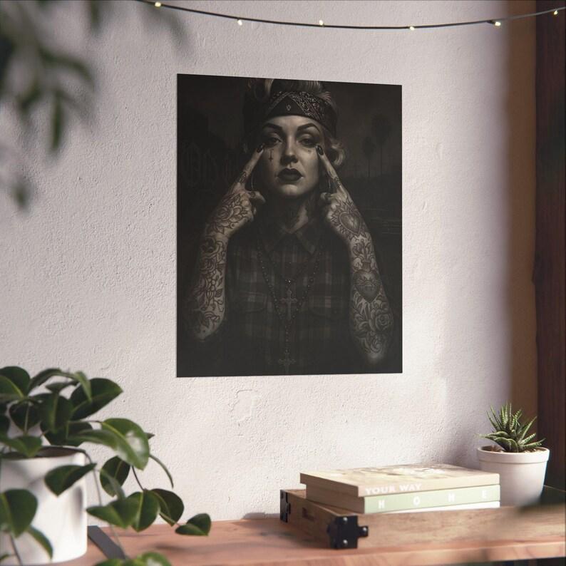 [Sale off up to 50%] Chola-Inspired Tattooed Glam Girl Poster  Urban Latina Street Art Print  Retro Hollywood Meets Gangster Aesthetic Wall Decor, Home Decor