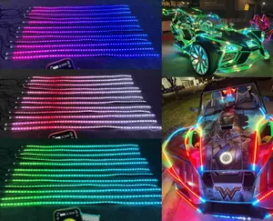 12PCS 4FT 1.2Meters Set RGB Dream Color CHASING Flow LED Strips Lights APP+Remote for Car Slingshot Ryker Spyder