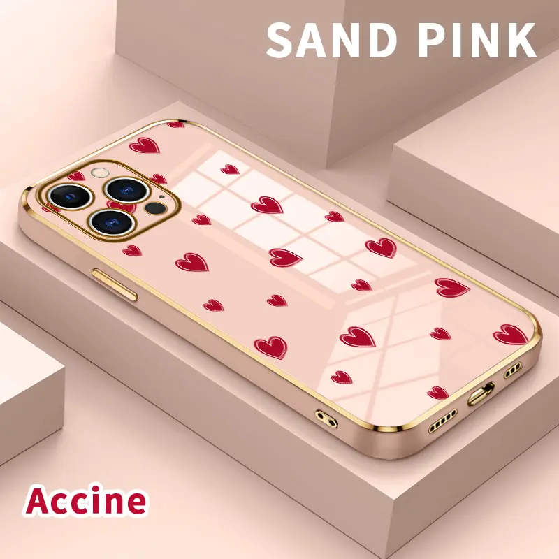 Soft TPU Phone Case for iPhone 17 Pro Max Air 16 15 14 Plus 13 12 11 Hearts in Flight Luxury Electroplating TPU Anti-Slip Bumper Shockproof Cover Gift