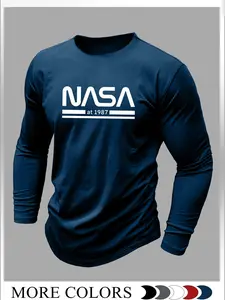 Unisex Cartoon Pattern Long Sleeve T-Shirt, Fitted Knit Fabric, Popular Style for Fall, Shein's Best Sellers Variety, Non Sensitive Goods