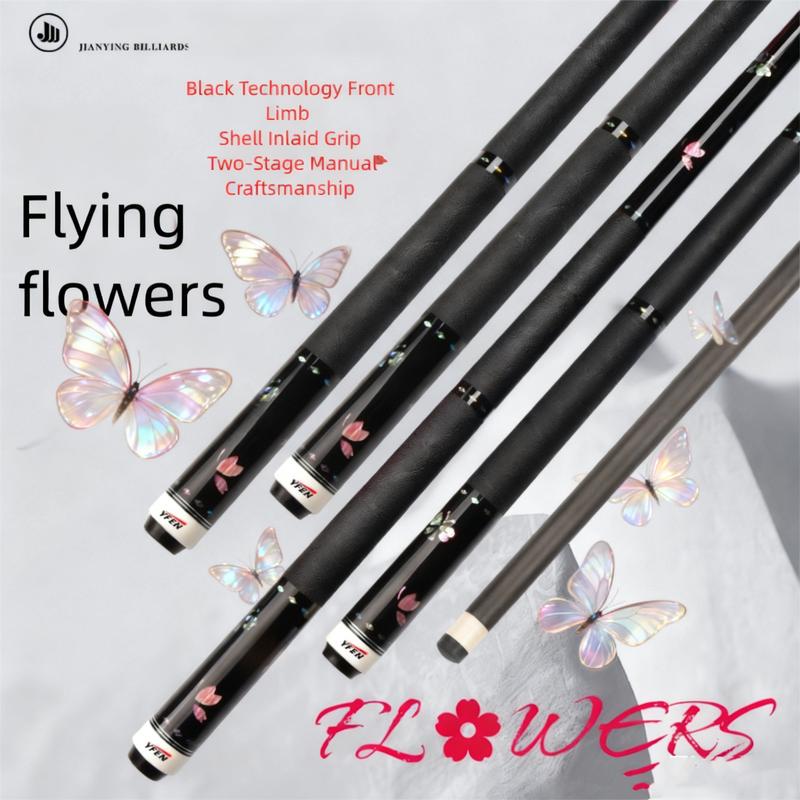 Carbon-Fiber Pool Cue LD Shaft with 1/2 Joint for Spin Control - Heavy-Duty Black Shell Inlaid Leather Grip, Water-Resistant & Splice-Proof Tip (11.8mm) w/ Extension - Professional Billiard Cue Stick