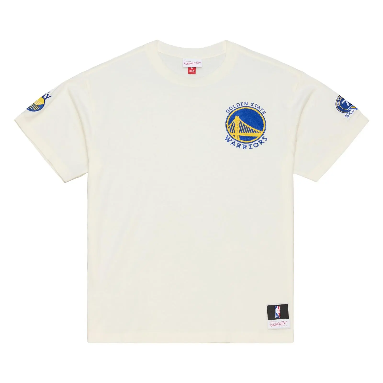 Golden State Warriors Cream Classic T-Shirt NBA Throwback Tee Graphic Vintage Fan Gear Mitchell & Ness