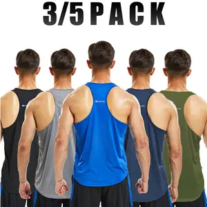 3/5 Pack Men's Tank Tops Gym Workout Shirt Y-Back Sleeveless Muscle Fitness Bodybuilding Tank Shirts Outdoor Breathable Quick Dry Vests Compression Running Cycling Exercise