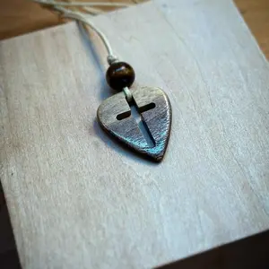 Hand made cross guitar pick necklace