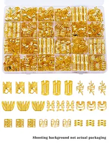 220pcs Hair Beads Hair Cuffs, Braiding Hair Rings, Alloy Hair Charms for Loc Braids, Adjustable Metal Braid Hair Jewelry, Versatile Hairstyle