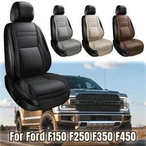 For Ford F150 F250 F350 F450 Car 2 Front Seat Covers Set, Waterproof Breathable 5 Layer Napa Leather, 2 Piece Car Truck Pickup Seat Protector Sit Cushion Pad Mat with Storage Bag, Comfortable Ergonomic Dual Support for Waist & Legs Pillow
