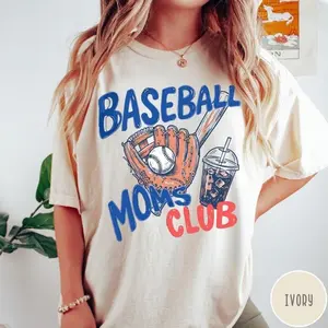 [Sale Up To 50%] Baseball Moms Club Comfort Colors® T-Shirt, Gameday Doodle Baseball Tee, Trendy Women's Baseball Shirt, Sports Mom Shirt, Game Day Tee, Graphic Streetwear T-shirt