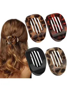 4pcs Vintage Simple Hollow Hair Clips Barrettes, Anti-Slip Square Arc Design, Suitable for Long Dense Hair, Daily Commute Essential, Cute Fashion Accessories
