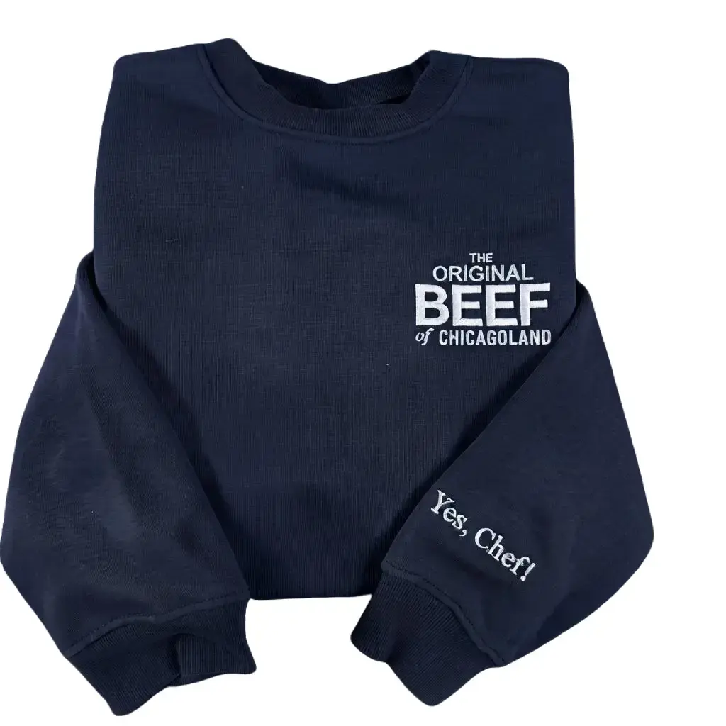 Yes Chef Embroidered Navy Hoodie | Funny Let It Rip Graphic Sweatshirt, Cozy Autumn Winter Pullover for Men Women, Trendy Foodie Gift