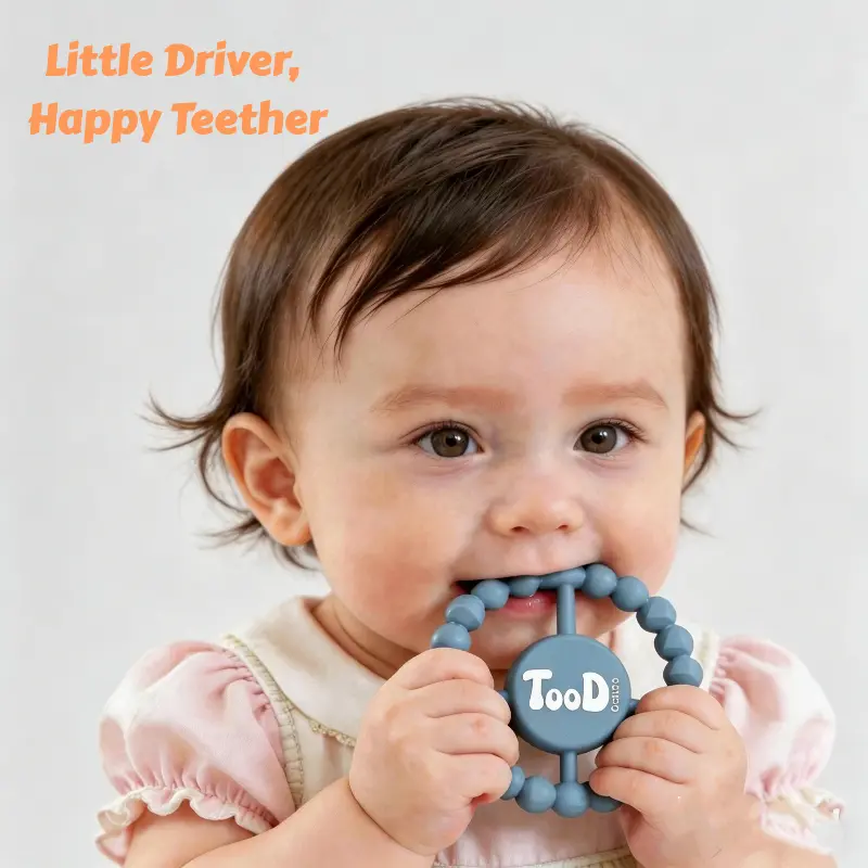 Sohochic Silicone Sensory Chew Teether Soother Set - Compact Round Unisex Teething Toy for 6-18 Months Babies, Autism Kids, Toddler Travel Essential, Christmas Gift Idea