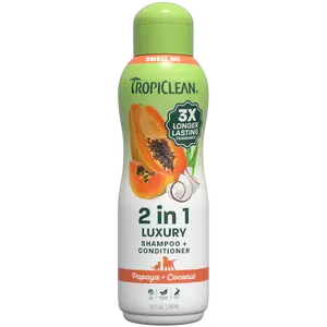 TropiClean Papaya + Coconut Pet Shampoo & Conditioner, 3X Long Lasting Fragrance, 20oz
