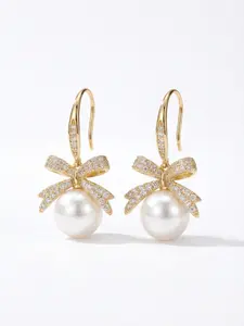 Women's Pearl Pendant Earrings, Cz Diamond Butterfly Heart Snowflake Shell Dangle, Low Allergy, Elegant Design, Daily Party Wedding Gift