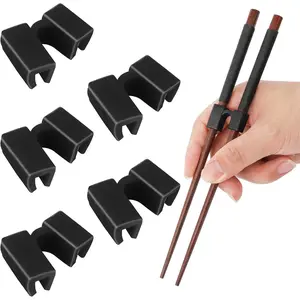 5 count  Chopstick Helper  Chopsticks Hinges Connector  Chopstick for Adults, Beginner, Trainers or Learner (Black)
