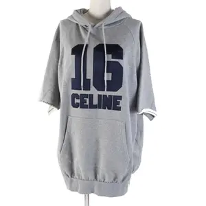 Pre-owned Celine Cotton Small Leather Goods Patch Oversized Hoodie Dress XS