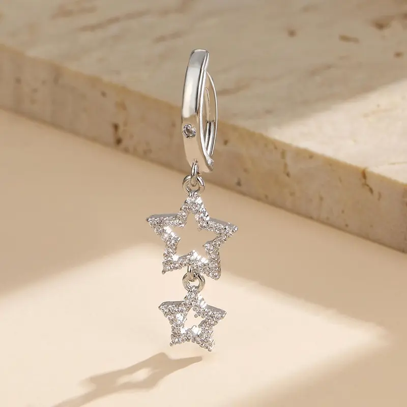 Women's Elegant Y2k Rhinestone Decor Star Design Belly Ring, Exquisite Trendy Belly Piercing Jewelry, Chic Body Jewelry, Body Jewellery for Party Decor, Belly Button Rings, Navel Ring