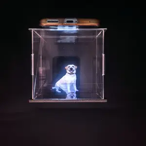 MeLovePet AI 3D Hologram Pet Sanctuary - DIY Personalized Pet Memorial Gift Box | Custom 3D Pet Photo to Motion Video Projector | Clear Acrylic DIY Kit for Dog Cat Lovers | Memorial Gift for Loss of Pet (4" Cube)