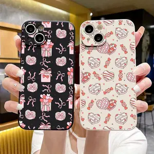 Sweet Marshmallow Heart Painting Couples Phone Case A231 for iPhone 16/15/14/13/12/11/Plus/Pro/Pro Max Series - Shockproof Case, Stylish Design