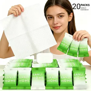 Compressed Towels Tablets 20 Bulk Set, Disposable Washcloths for Travel & Camping, Soft Face Towel with Waterproof Case