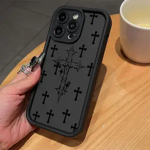 Cross Pattern Aesthetic Phone Case, Cellphone Accessories, Casing, Anti-fall Phone Protector Cover, Shockproof Phone Protective Case Protection Compatible with Smartphone iPhone 15 14 13 12 11 Series