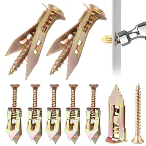 160 count Self Drilling Drywall Anchors with Screws Kit, 80 Sheetrock Anchors (0.47x1.18inch) & 80 Zinc Plated Expansion Screws, Easy Application No Drill Needed, Hold 66LB for Wall