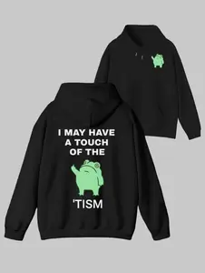 Fun Frog Graphic Blurry Hoodie for Men Viral Douyin Slogan Printing Comfortable Heat Padded Pullover Soft Kangaroo Pocket Sweatshirt Casual Streetwear for Autumn Winter