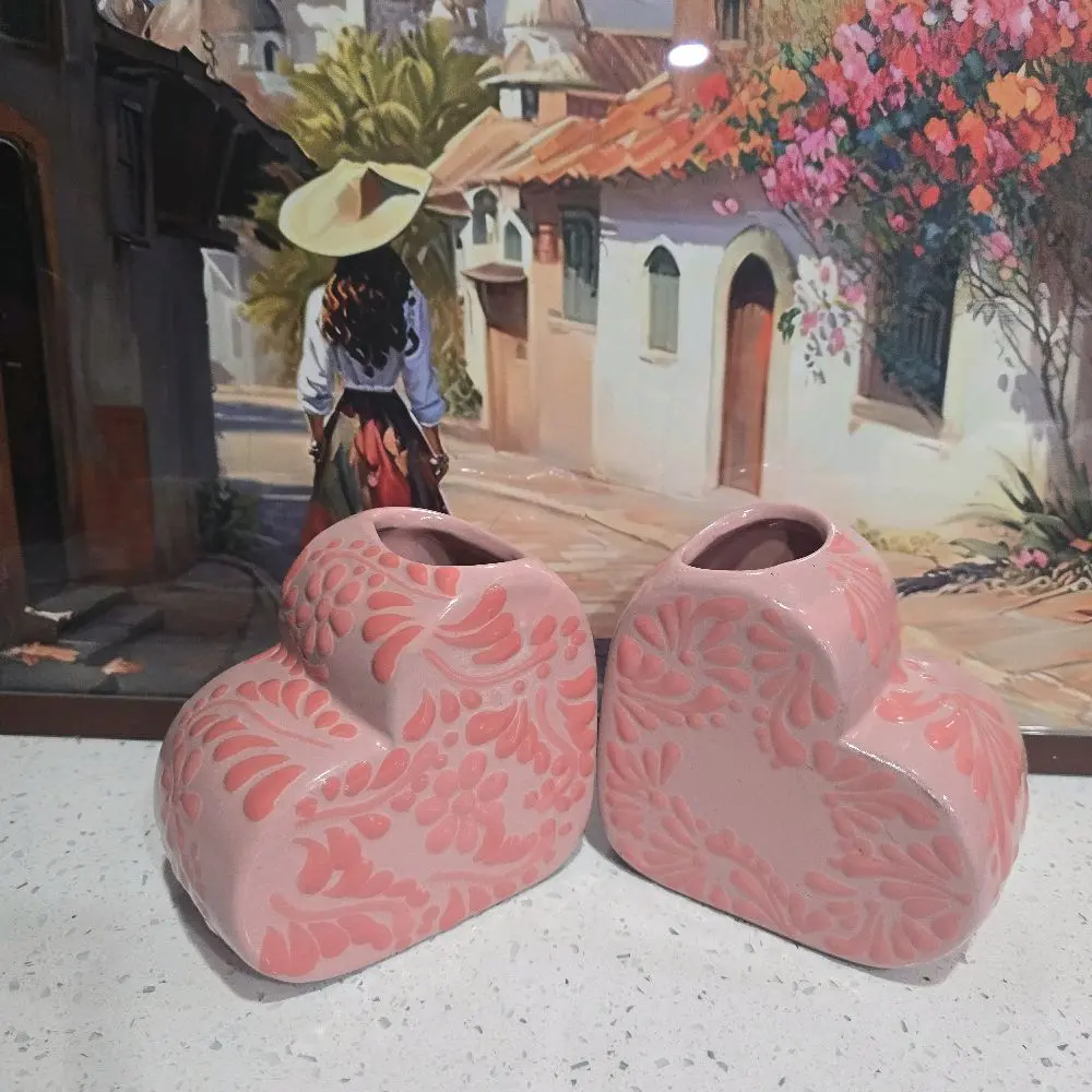 Pink Heart Talavera Vase