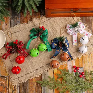 Christmas Bow Iron Bell Decor, Home Rope Berry Christmas Bells, Tree Hanging Ornament, Perfect Holiday Gift, Festive Decoration