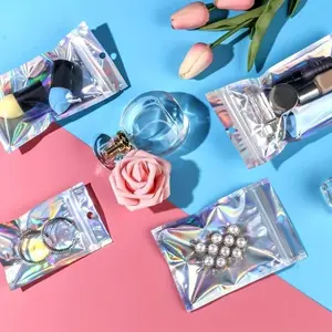 Resealable Metallic Foil Laser Packaging Bags In 13 Different Sizes - Mylar Bags With Clear Front Ziplock, Durable Pouches For Jewelries, Beads, Used For Storing Small Items To Keep Them Dry, Dackaging Bags For Small Business Products