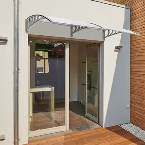 80x38in Transparent Rectangular Polycarbonate Exterior Door & Window Awning - Aluminum Frame Canopy Sunshade Awnings with Metal Support, Waterproof UV-Resistant Easy-Install Cantilever, Modern, Shade, Solar Protection Cover for Porch, Patio, Cantilever Aw