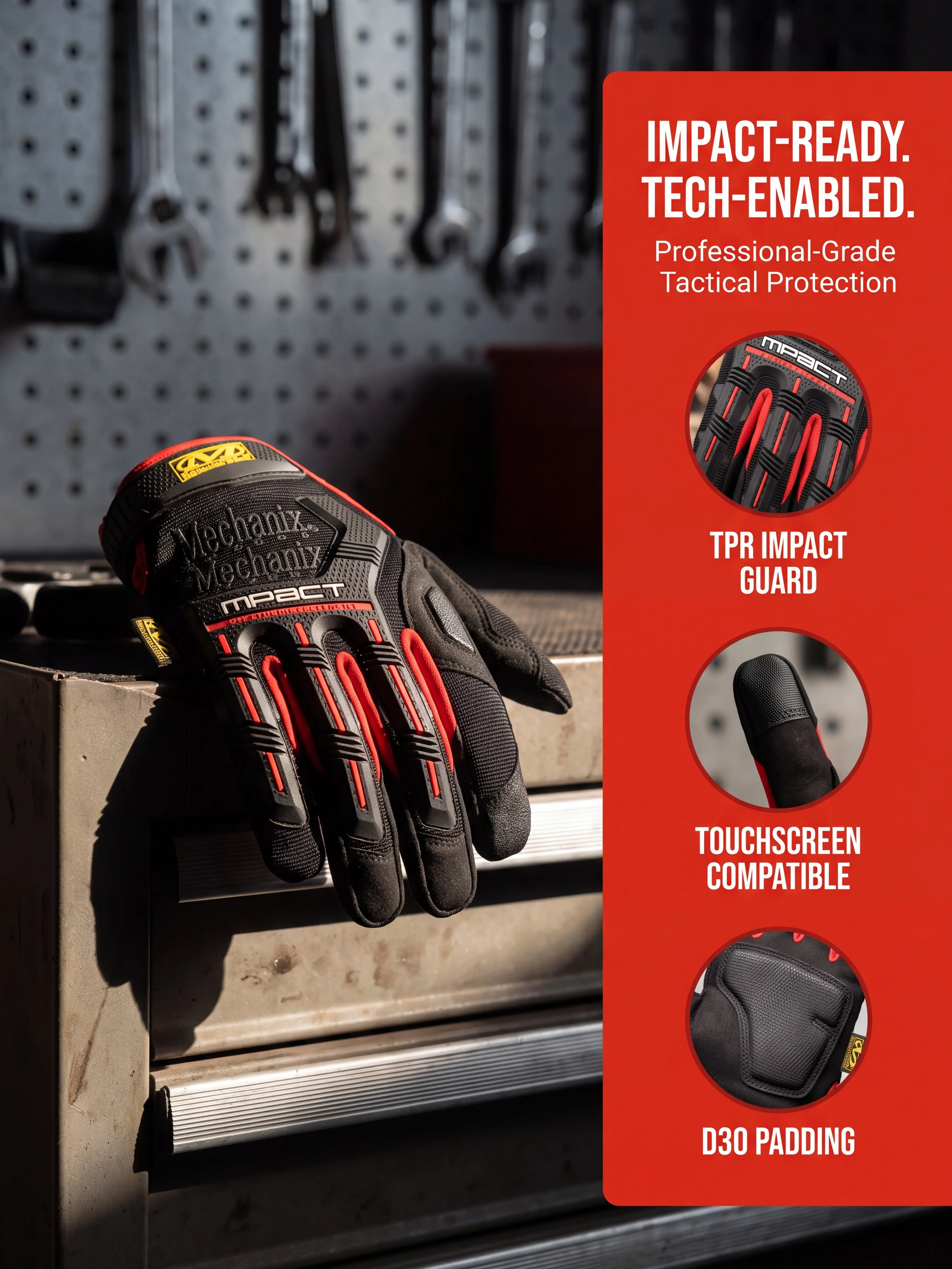 Tactical Work Gloves, Touch Screen Impact Resistant Utility Gloves, Heavy Duty Mechanic Gloves for Motorcycle Riding, Shooting, Construction Work, Cycling, Unisex