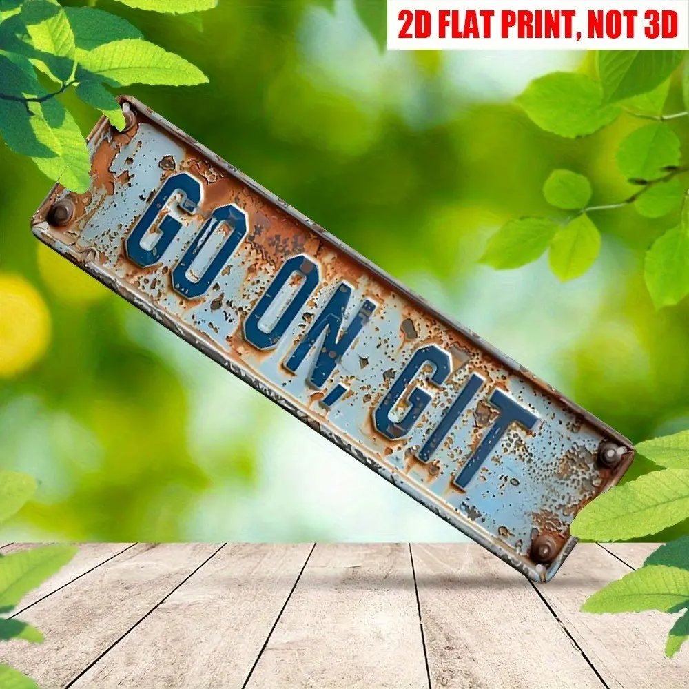 Vintage Go On, Git Wall Decor Street Signs Bar Metal Tin Signs Front Door 16x4in No Electricity Needed, Easy to Hang, Festive Wall Art | Vintage Christmas Decor | Durable Iron Sign, Christmas Decorations