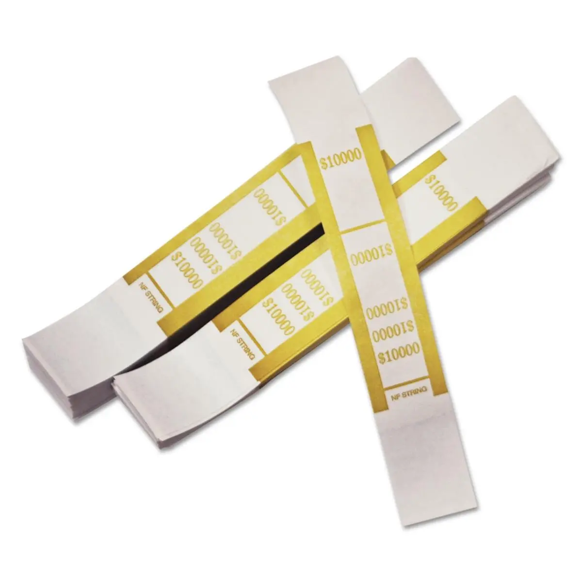 212 MAIN Iconex ICX94190057 Preprinted Durable and Strong Kraft Paper Self-Adhesive Money Straps - Color-Coded Mustard Yellow Adhesive Labels & Stickers, 100-Bill Capacity, Easy Wrapping