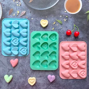 1pc 12-Hole Heart Silicone Mold, Non-Stick Chocolate Candy Cookie Mold, Sweet Treats Making Tool, Home Kitchen DIY Baking Mold