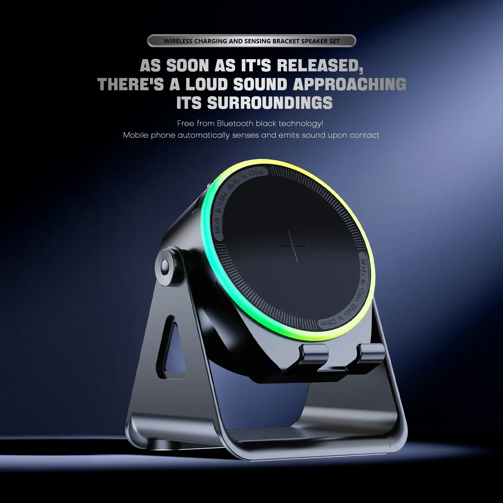 Wireless Induction Speaker Bluetooth-compatible 5-In-1 USB Emergency  Charging Power Bank, RGB Light Phone Stand, 360 Rotating Holder - TikTok  Shop