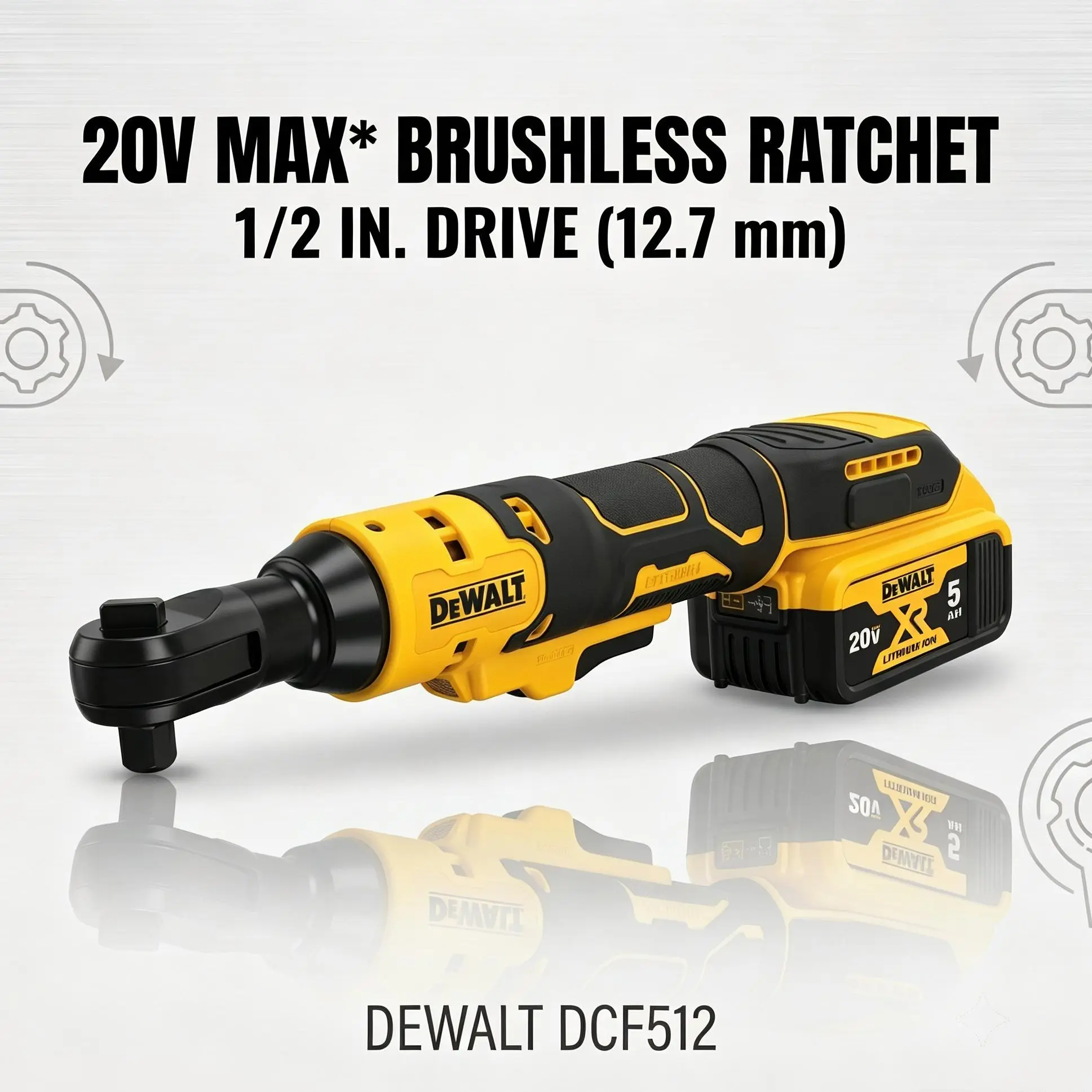 Dewalt DCF512 20V Max Brushless1/2Inch Cordless Electric Ratchet Wrench for Motorcycle Maintenance and Machinery Assembly Compact Forward Reverse Power Tool with 250 RPM Variable Speed Trigger Trigger