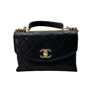 Pre-owned CHANEL Calfskin Shoulder Bags Small Trendy CC Black Quilted Lambskin Top Handle Bag(28***34) CC1803