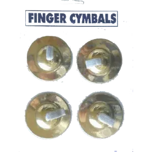 TWO PAIRS BRASS FINGER CYMBALS ON SEE THROUGH CARD -