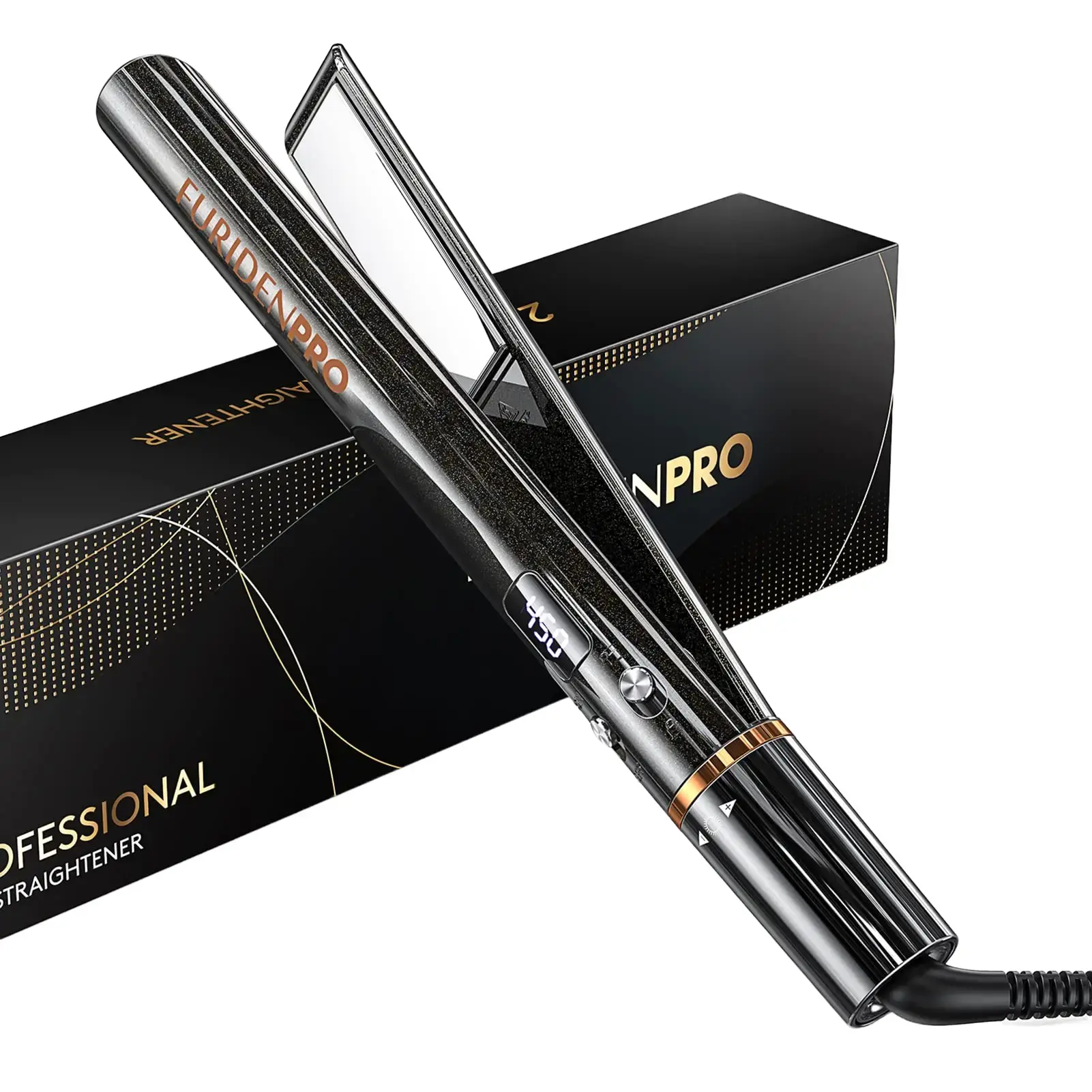 FURIDEN PRO Hair Straightener Flat Iron, Hair Straightener and Curler 2 in 1, Flat Iron Curling Iron in One, Hair Multi Styler Tools, No Frizz | Long-Lasting Finish(Black)