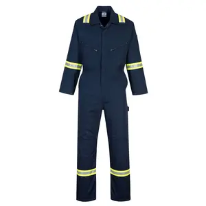 Portwest F128 Iona Xtra Enhanced Coverall – Reflective Work Coverall with Multi Pockets (Navy)