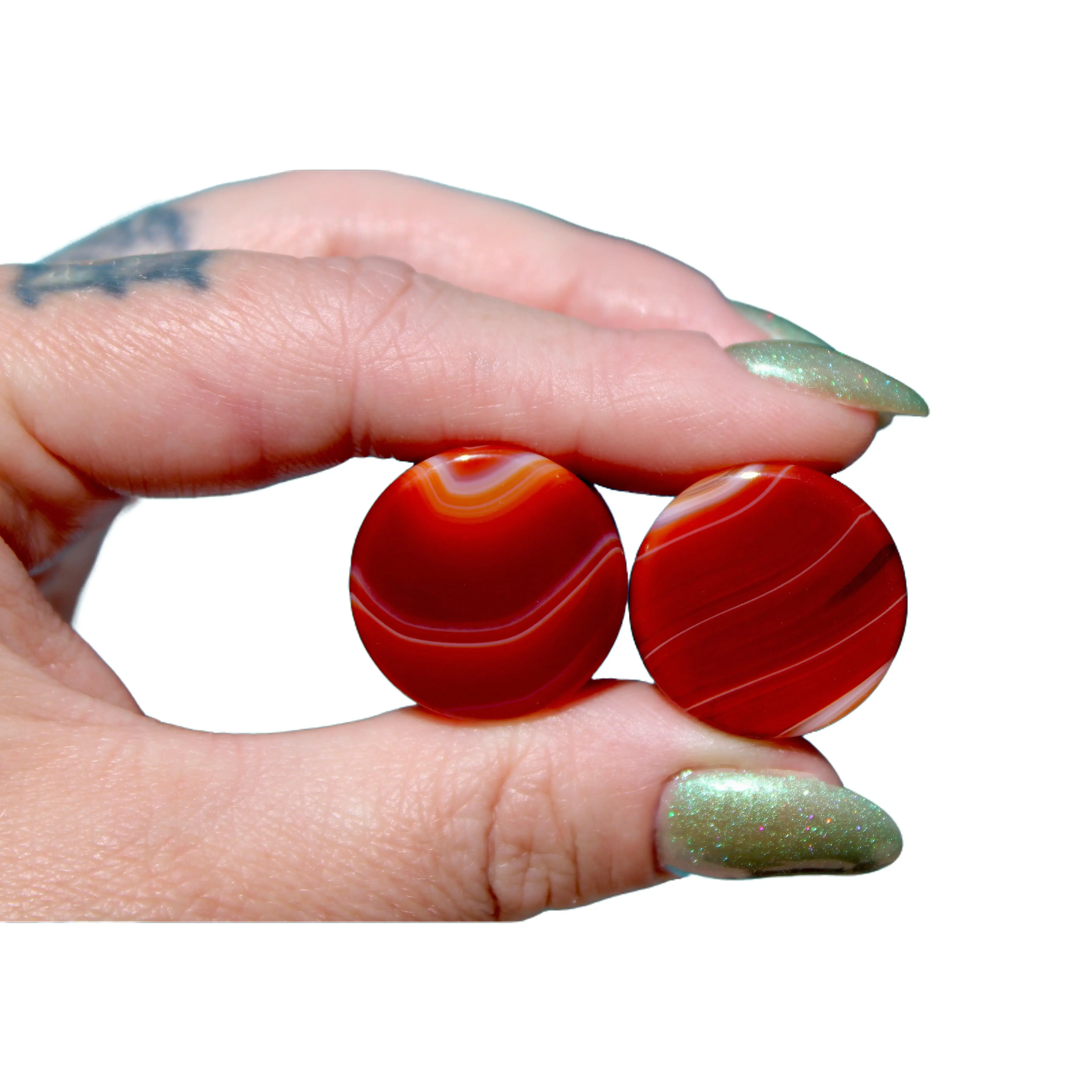 Carnelian Agate Double Flare Red and Orange for Gauged Ears