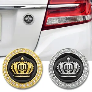 Hot Sale Fashion Metal Car Styling Decoration Stickers Crystal Crown Personality Car Body Sticker Accessories Crown Diamond Car Crown Gold Royal Sticker Wings Emblem Badge for BMW Audi Honda Toyota Chevrolet Ford Opel Imperial Crown KIA