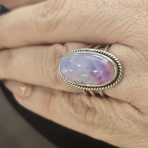 Live Jewelry C: Silver Rings Moonstone Whimsical Witchy 925 Stirling Round Gemstone Polished Gemstone