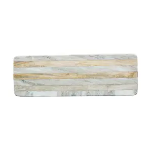 Kitchen Rectangular Marble & Mango Wood Chopping Board with Stripes