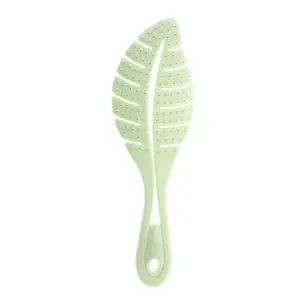 VOCOSTE 1 Pc Durable Leaf Shape Hair Brush for Curly Straight Wavy Hair Light Green