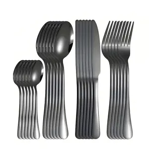 24 Pieces Stainless Steel Silverware Set, Cutlery Set Includes Forks Knives Spoons Service For 6, Ideal for Hotels And Restaurants, Dishwasher Safe Cutlery Set